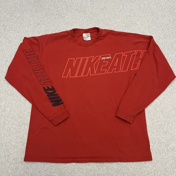 Nike Other - Vintage Nike Shirt Men's Large Red Long Sleeve Logo Spellout 90's Y2K